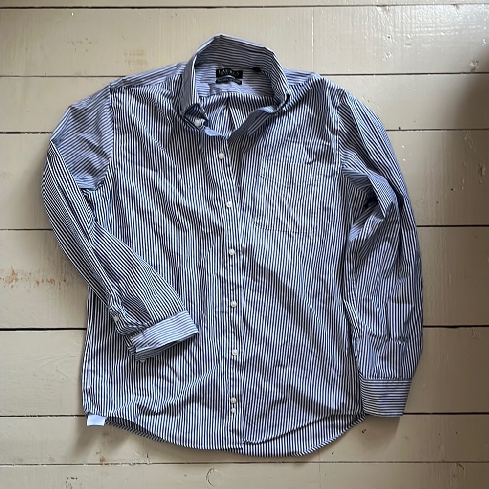 Ralph Lauren Blue Casual Button Down Shirt with Pointed Collar